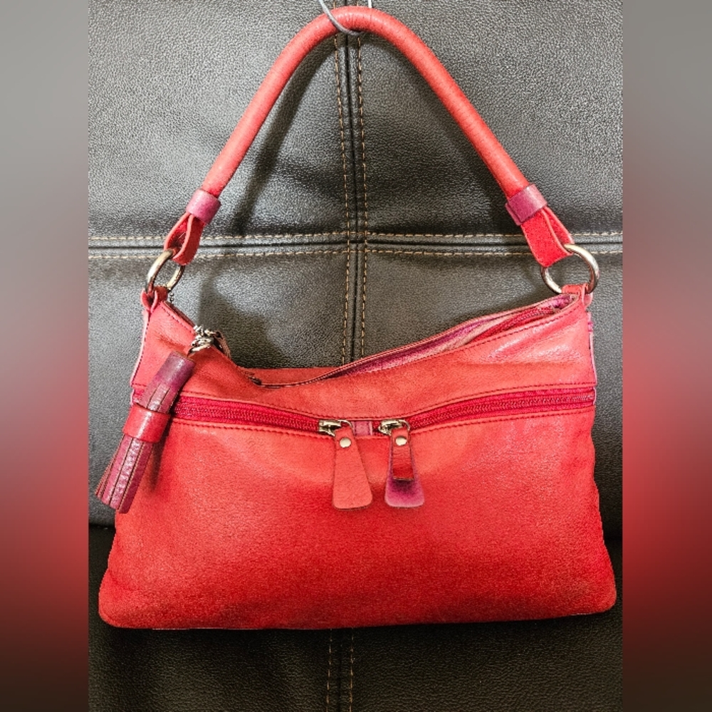 Osgoode Marley Red Leather Satchel Purse Hobo Mini Bag